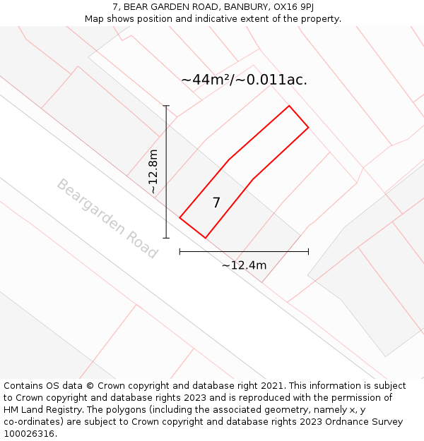 7, BEAR GARDEN ROAD, BANBURY, OX16 9PJ: Plot and title map