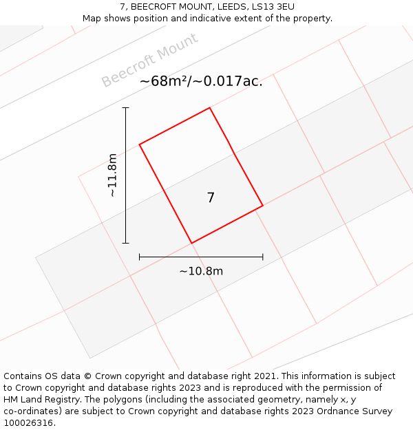 7, BEECROFT MOUNT, LEEDS, LS13 3EU: Plot and title map