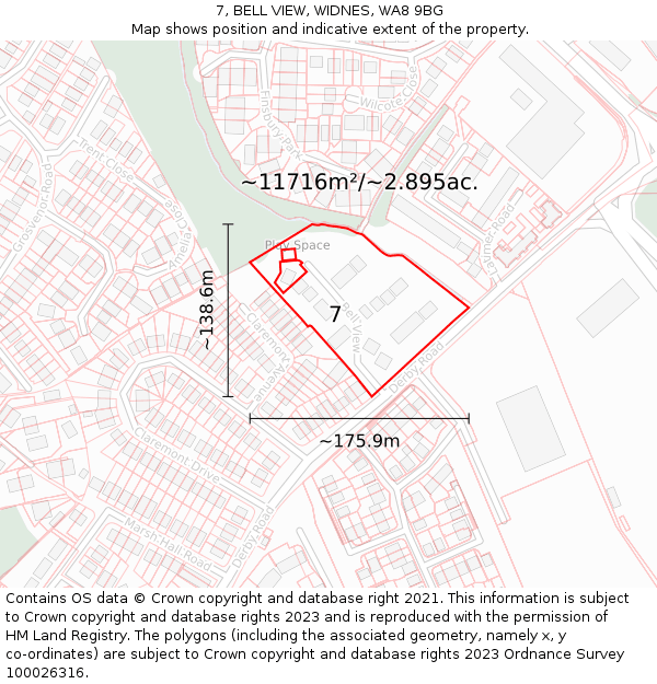 7, BELL VIEW, WIDNES, WA8 9BG: Plot and title map