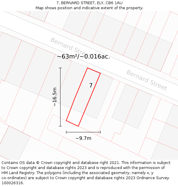 7, BERNARD STREET, ELY, CB6 1AU: Plot and title map