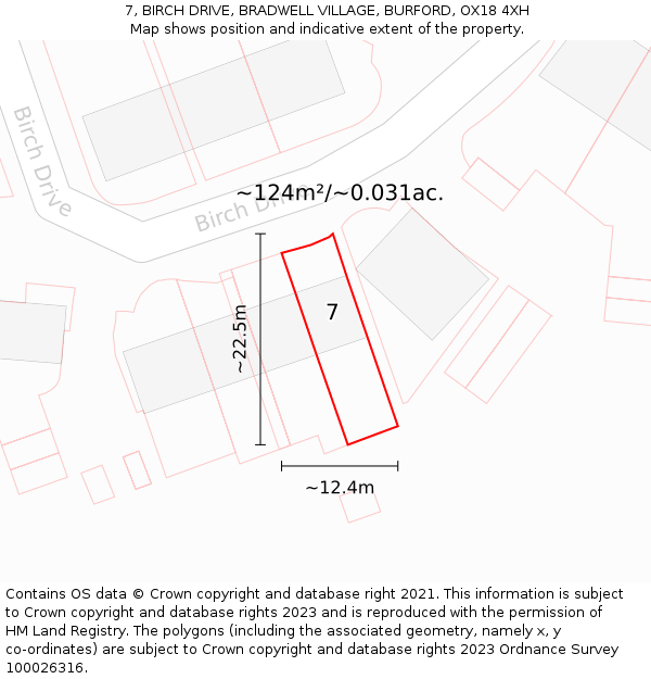 7, BIRCH DRIVE, BRADWELL VILLAGE, BURFORD, OX18 4XH: Plot and title map