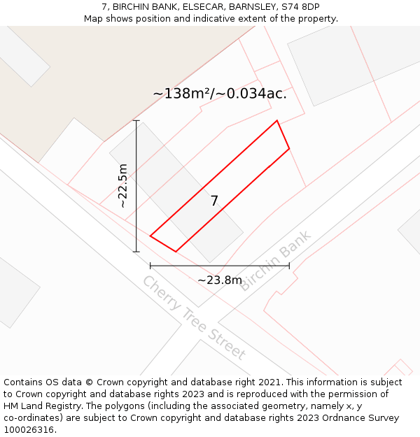7, BIRCHIN BANK, ELSECAR, BARNSLEY, S74 8DP: Plot and title map