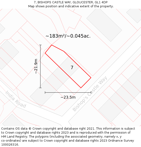 7, BISHOPS CASTLE WAY, GLOUCESTER, GL1 4DP: Plot and title map