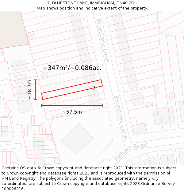 7, BLUESTONE LANE, IMMINGHAM, DN40 2DU: Plot and title map