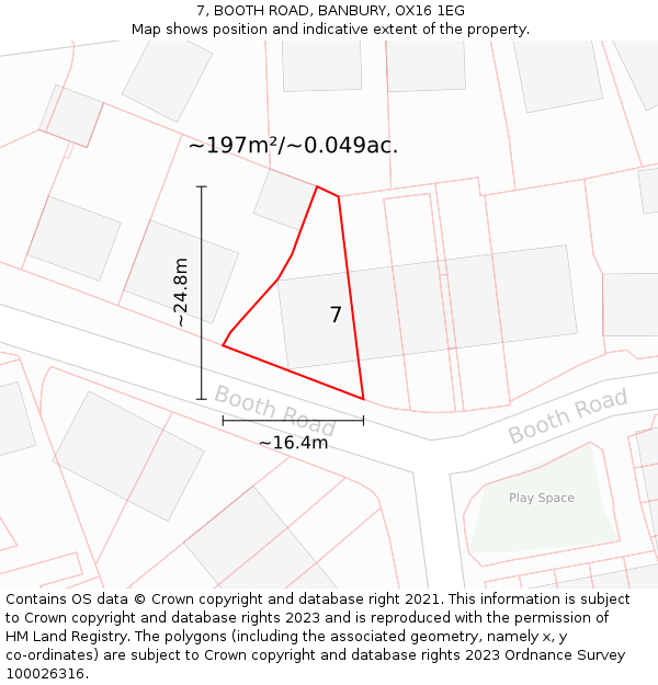 7, BOOTH ROAD, BANBURY, OX16 1EG: Plot and title map