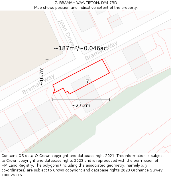 7, BRAMAH WAY, TIPTON, DY4 7BD: Plot and title map
