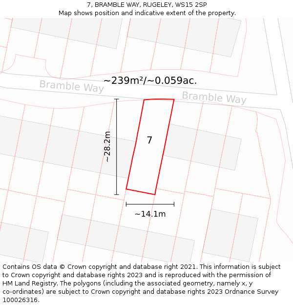 7, BRAMBLE WAY, RUGELEY, WS15 2SP: Plot and title map