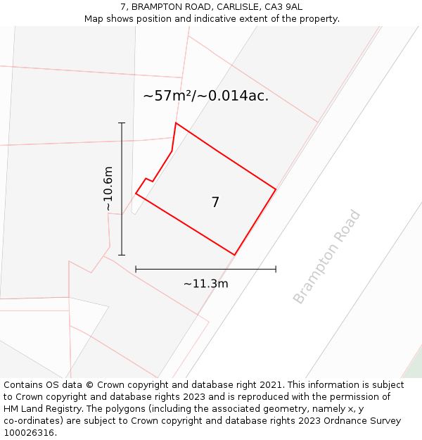 7, BRAMPTON ROAD, CARLISLE, CA3 9AL: Plot and title map