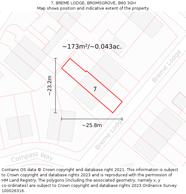 7, BREME LODGE, BROMSGROVE, B60 3GH: Plot and title map