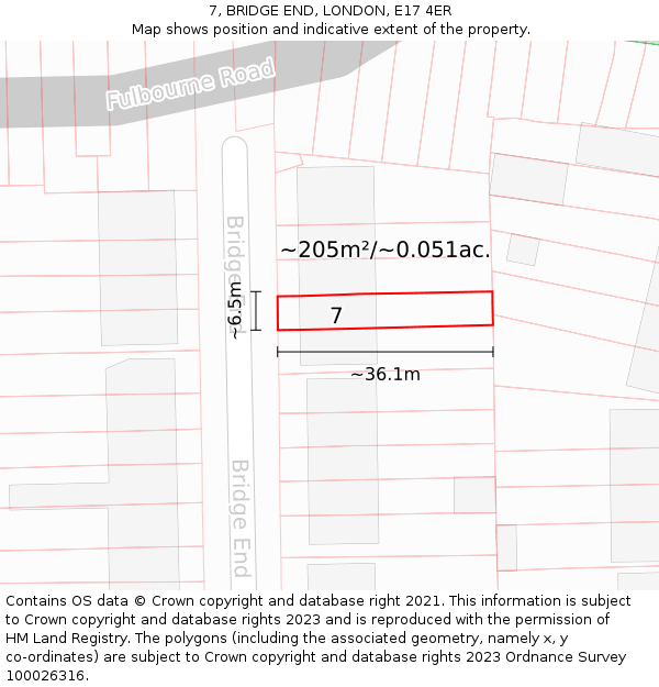 7, BRIDGE END, LONDON, E17 4ER: Plot and title map