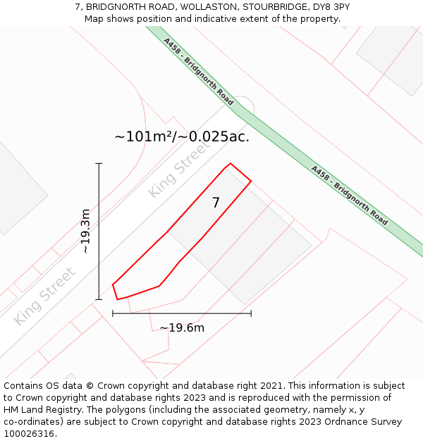 7, BRIDGNORTH ROAD, WOLLASTON, STOURBRIDGE, DY8 3PY: Plot and title map