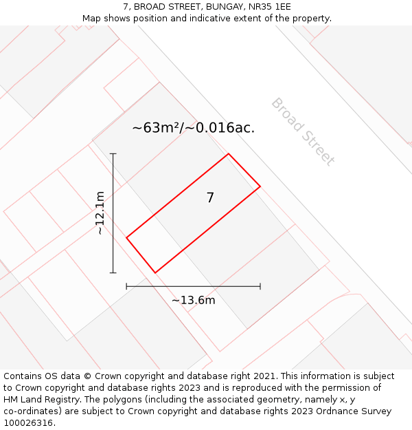 7, BROAD STREET, BUNGAY, NR35 1EE: Plot and title map