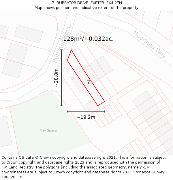 7, BURRATOR DRIVE, EXETER, EX4 2EN: Plot and title map