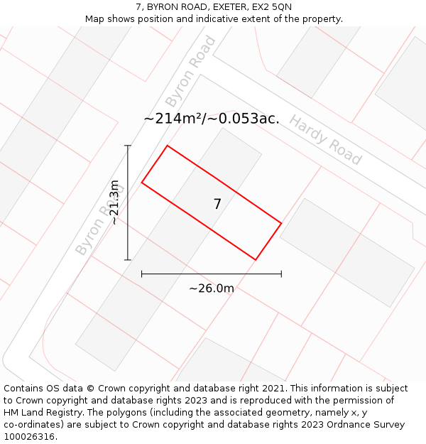 7, BYRON ROAD, EXETER, EX2 5QN: Plot and title map