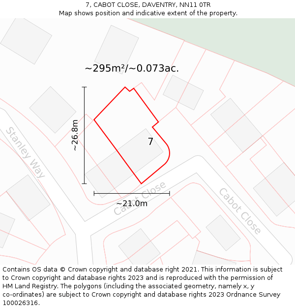 7, CABOT CLOSE, DAVENTRY, NN11 0TR: Plot and title map