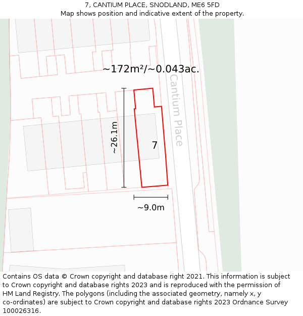 7, CANTIUM PLACE, SNODLAND, ME6 5FD: Plot and title map