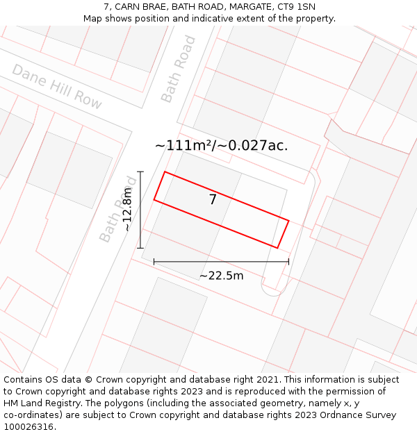 7, CARN BRAE, BATH ROAD, MARGATE, CT9 1SN: Plot and title map