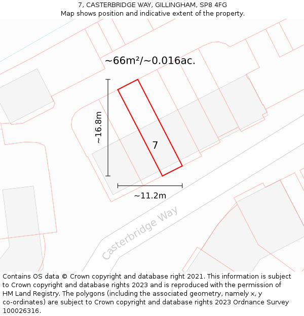 7, CASTERBRIDGE WAY, GILLINGHAM, SP8 4FG: Plot and title map