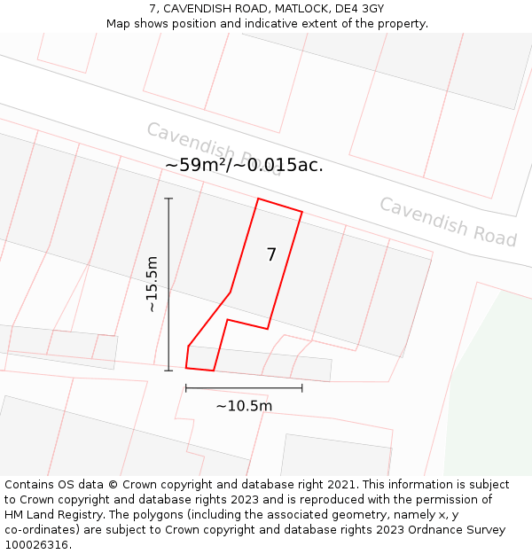 7, CAVENDISH ROAD, MATLOCK, DE4 3GY: Plot and title map