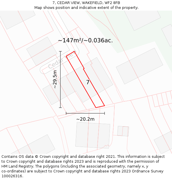 7, CEDAR VIEW, WAKEFIELD, WF2 8FB: Plot and title map