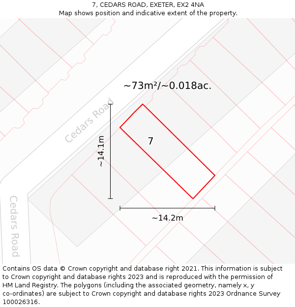 7, CEDARS ROAD, EXETER, EX2 4NA: Plot and title map