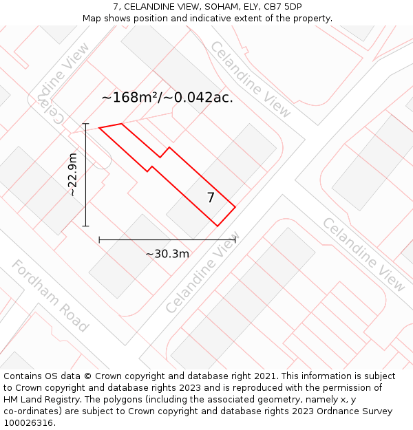 7, CELANDINE VIEW, SOHAM, ELY, CB7 5DP: Plot and title map