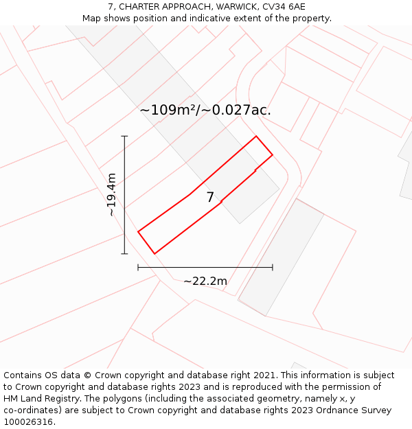 7, CHARTER APPROACH, WARWICK, CV34 6AE: Plot and title map