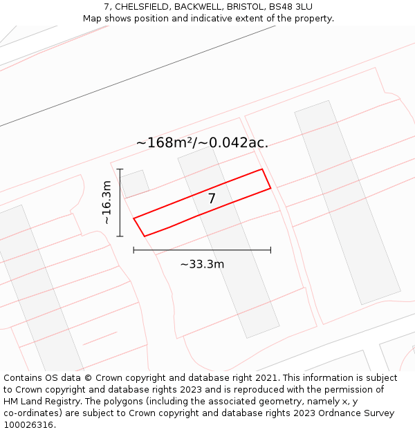 7, CHELSFIELD, BACKWELL, BRISTOL, BS48 3LU: Plot and title map