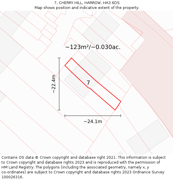 7, CHERRY HILL, HARROW, HA3 6DS: Plot and title map