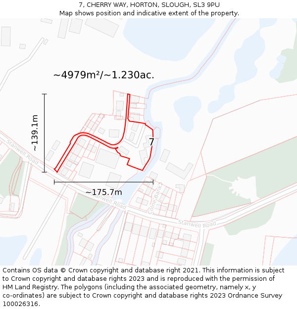 7, CHERRY WAY, HORTON, SLOUGH, SL3 9PU: Plot and title map