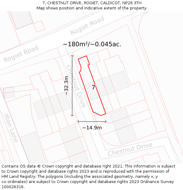 7, CHESTNUT DRIVE, ROGIET, CALDICOT, NP26 3TH: Plot and title map