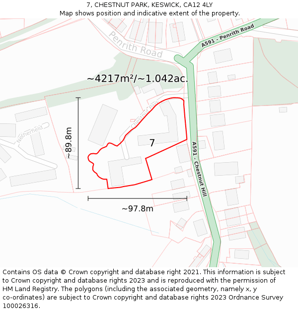 7, CHESTNUT PARK, KESWICK, CA12 4LY: Plot and title map