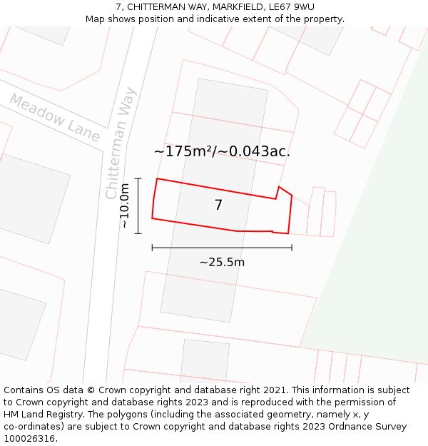7, CHITTERMAN WAY, MARKFIELD, LE67 9WU: Plot and title map
