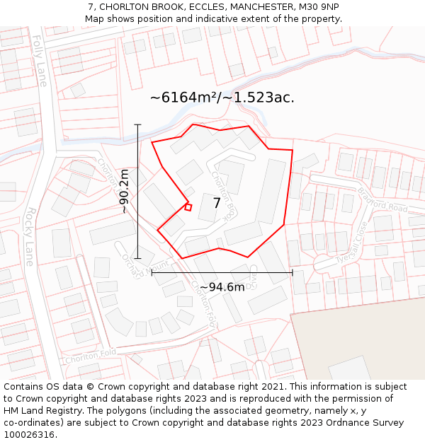 7, CHORLTON BROOK, ECCLES, MANCHESTER, M30 9NP: Plot and title map