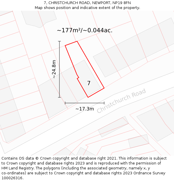 7, CHRISTCHURCH ROAD, NEWPORT, NP19 8FN: Plot and title map
