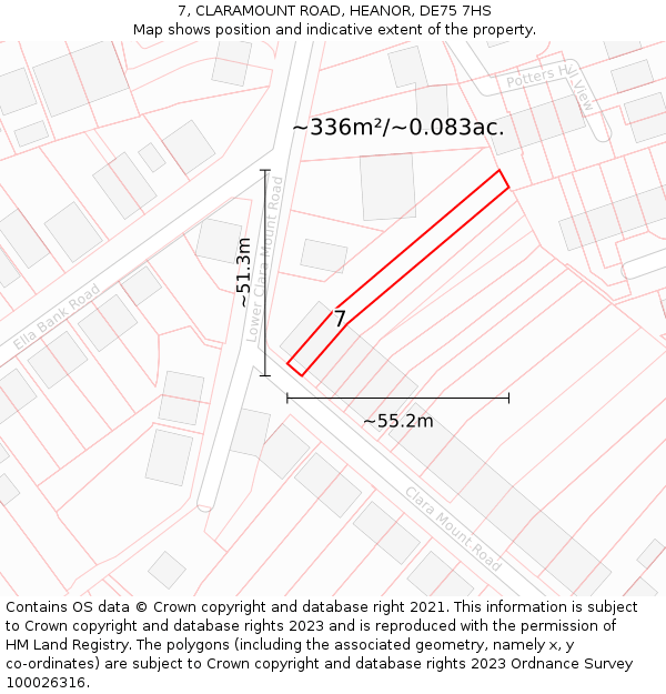 7, CLARAMOUNT ROAD, HEANOR, DE75 7HS: Plot and title map
