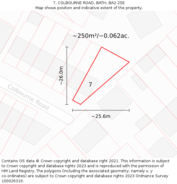 7, COLBOURNE ROAD, BATH, BA2 2SE: Plot and title map