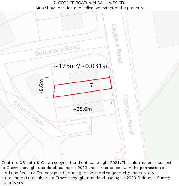 7, COPPICE ROAD, WALSALL, WS9 9BL: Plot and title map
