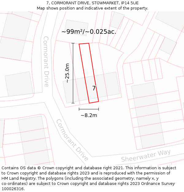 7, CORMORANT DRIVE, STOWMARKET, IP14 5UE: Plot and title map