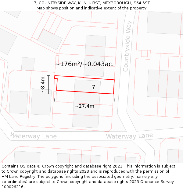 7, COUNTRYSIDE WAY, KILNHURST, MEXBOROUGH, S64 5ST: Plot and title map