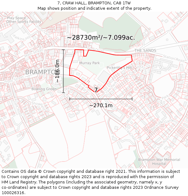 7, CRAW HALL, BRAMPTON, CA8 1TW: Plot and title map