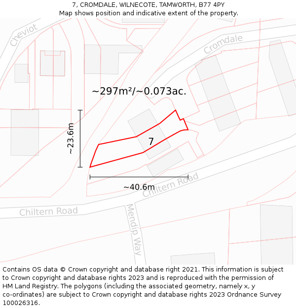 7, CROMDALE, WILNECOTE, TAMWORTH, B77 4PY: Plot and title map