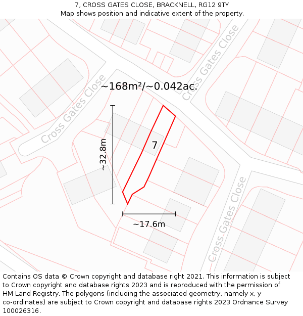 7, CROSS GATES CLOSE, BRACKNELL, RG12 9TY: Plot and title map