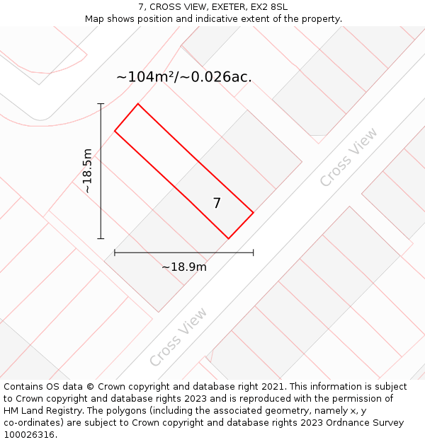 7, CROSS VIEW, EXETER, EX2 8SL: Plot and title map