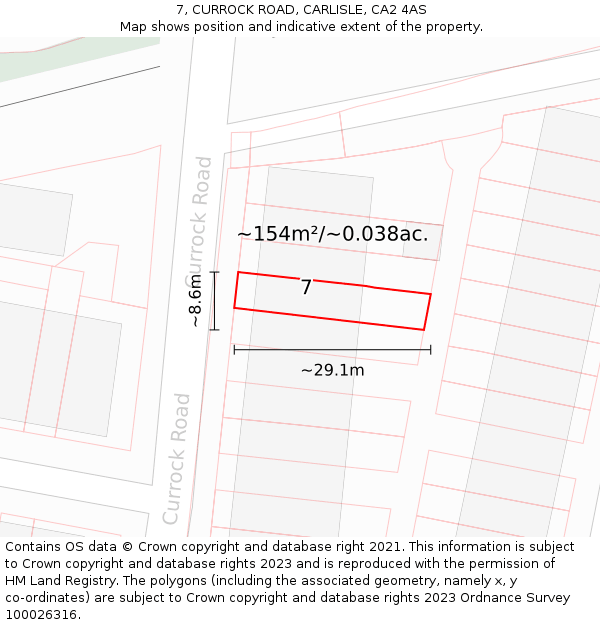 7, CURROCK ROAD, CARLISLE, CA2 4AS: Plot and title map