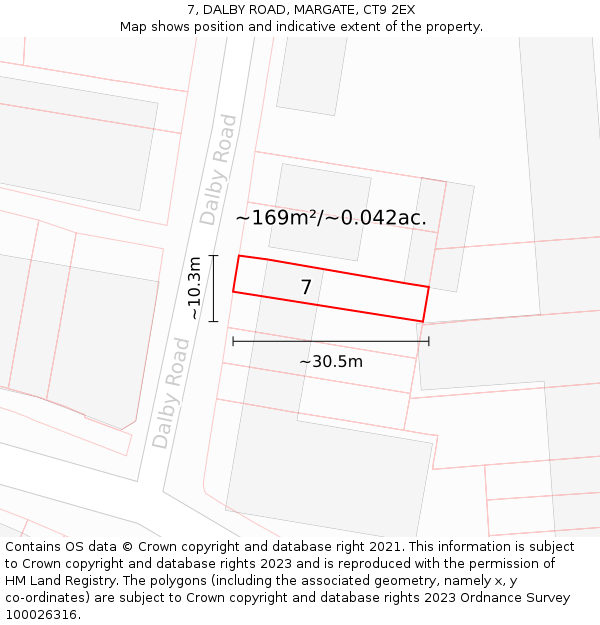 7, DALBY ROAD, MARGATE, CT9 2EX: Plot and title map