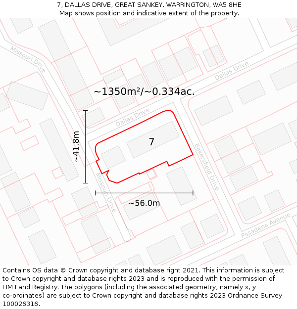 7, DALLAS DRIVE, GREAT SANKEY, WARRINGTON, WA5 8HE: Plot and title map