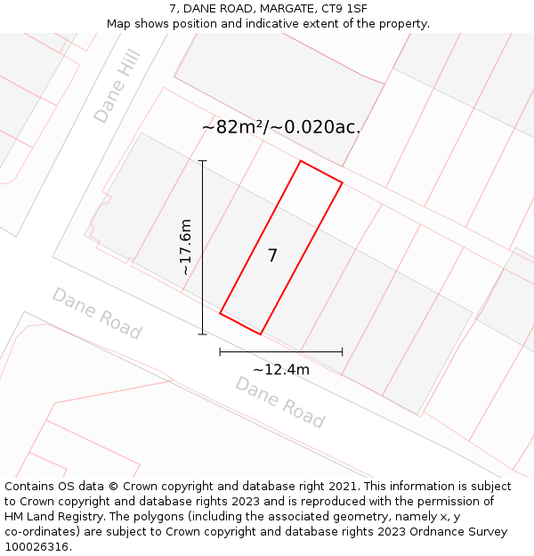 7, DANE ROAD, MARGATE, CT9 1SF: Plot and title map