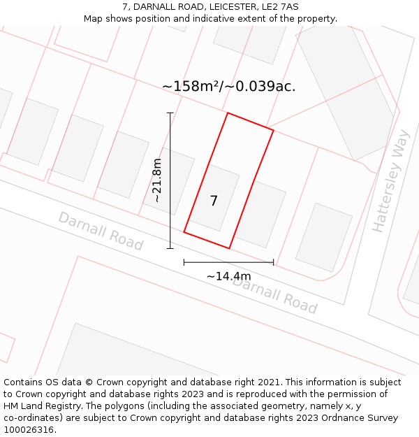 7, DARNALL ROAD, LEICESTER, LE2 7AS: Plot and title map