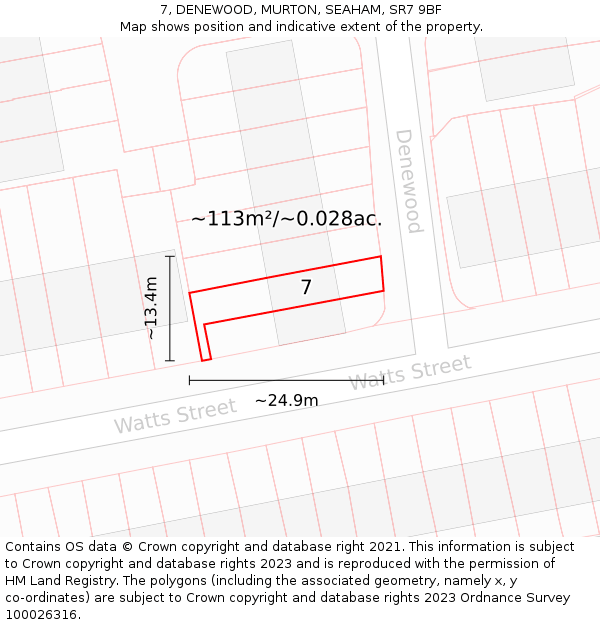 7, DENEWOOD, MURTON, SEAHAM, SR7 9BF: Plot and title map